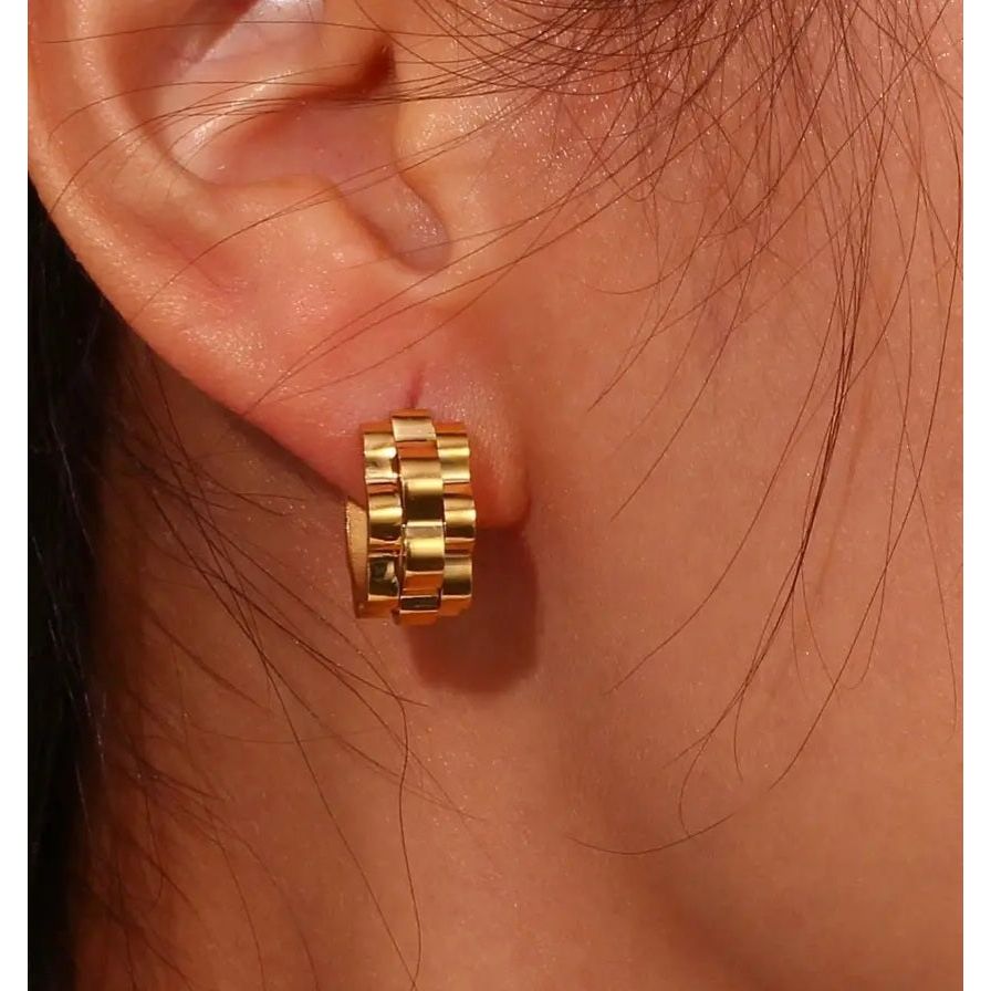 Kai 18K Gold Watch Band Huggie Earrings
