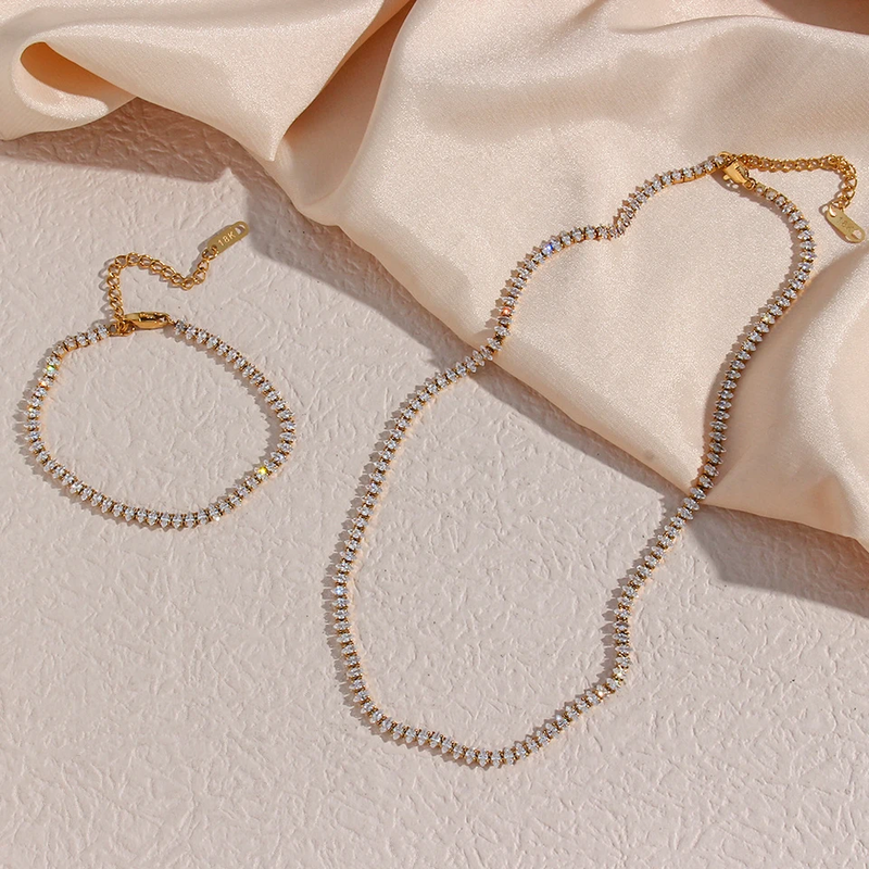 Khloe 18K CZ Oval Tennis Necklace