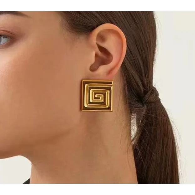 Milana 18K Spiral Geometric Earrings