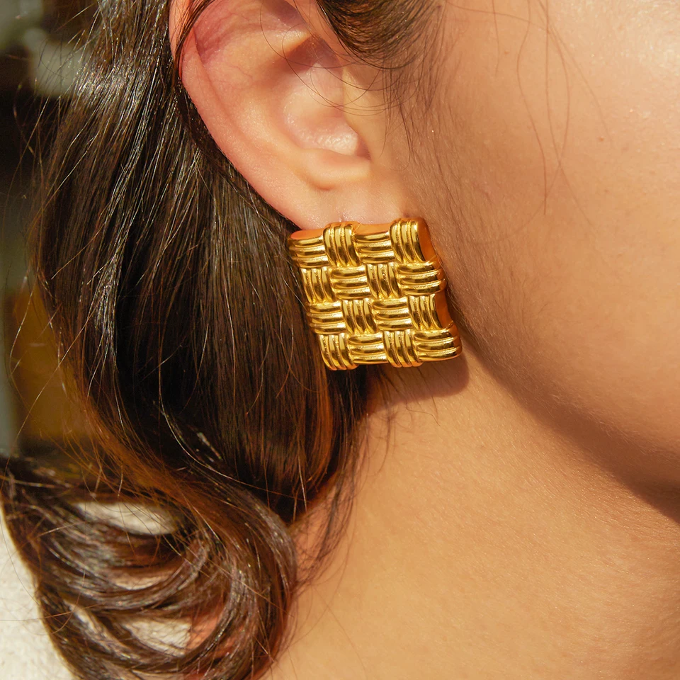 Estelle 18K Weave Texture Earrings