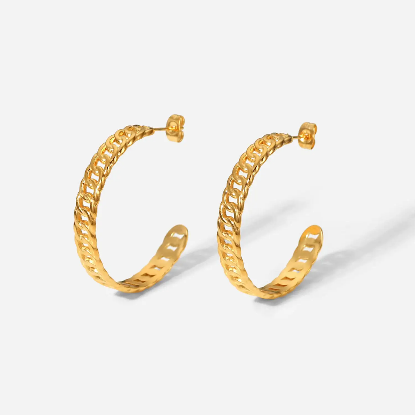 Lita 18K Slim Cuban Link Hoop Earrings
