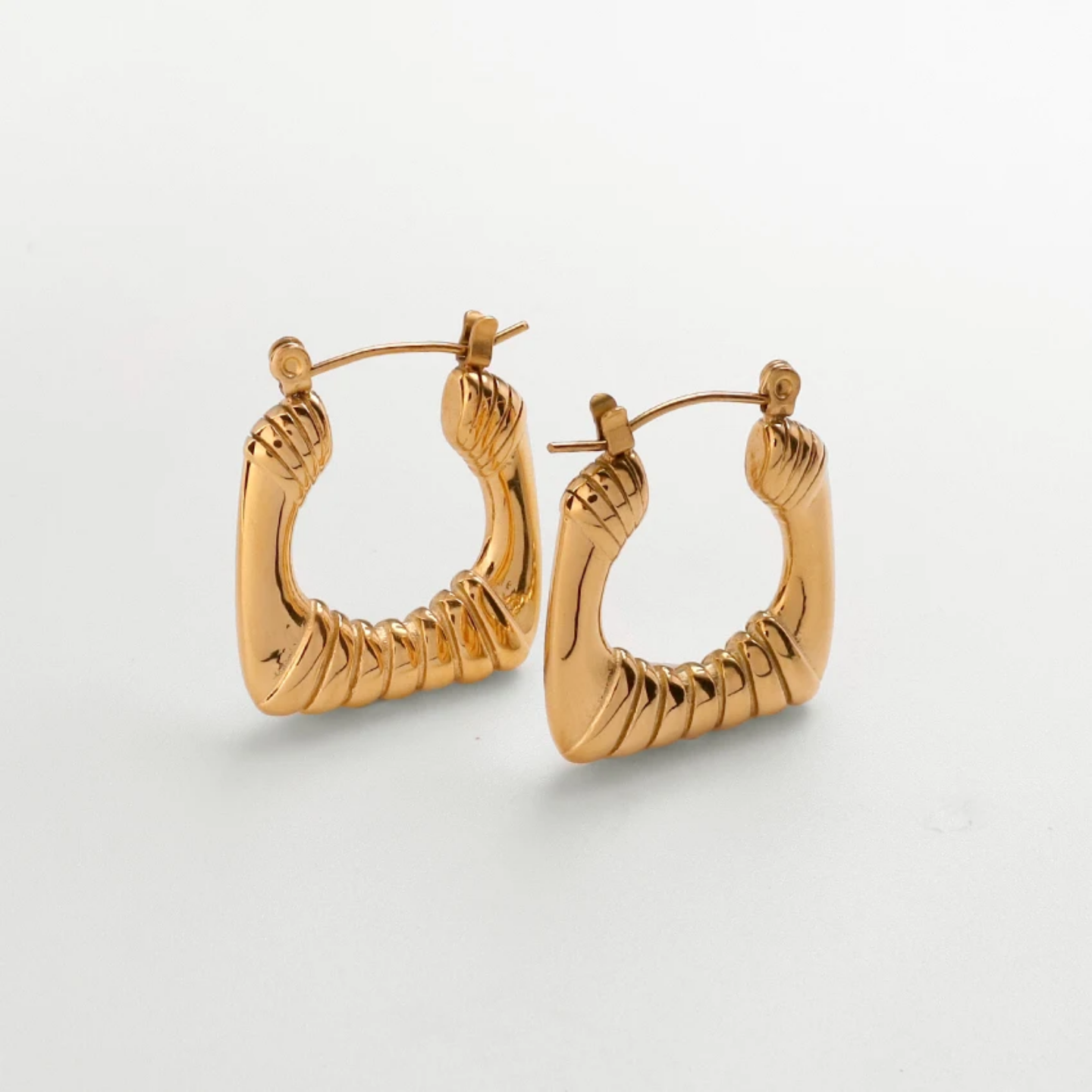 Square 18K Textured Hoop Earrings