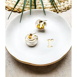 Yara 18K Chunky C Clear & Gold Resin Huggies