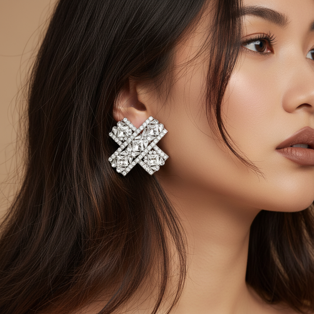 Luxe Cross Jeweled Earrings