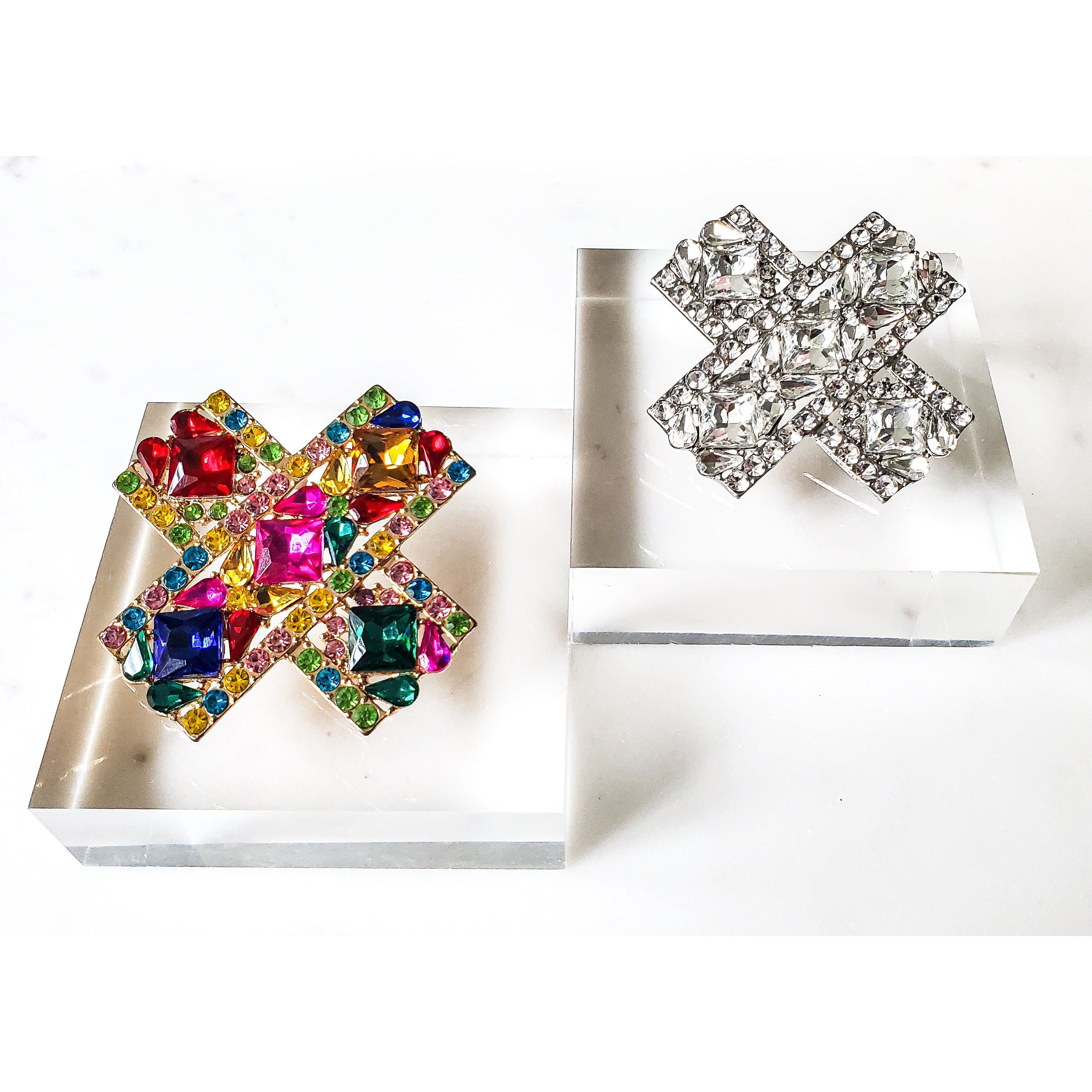 Luxe Cross Jeweled Earrings
