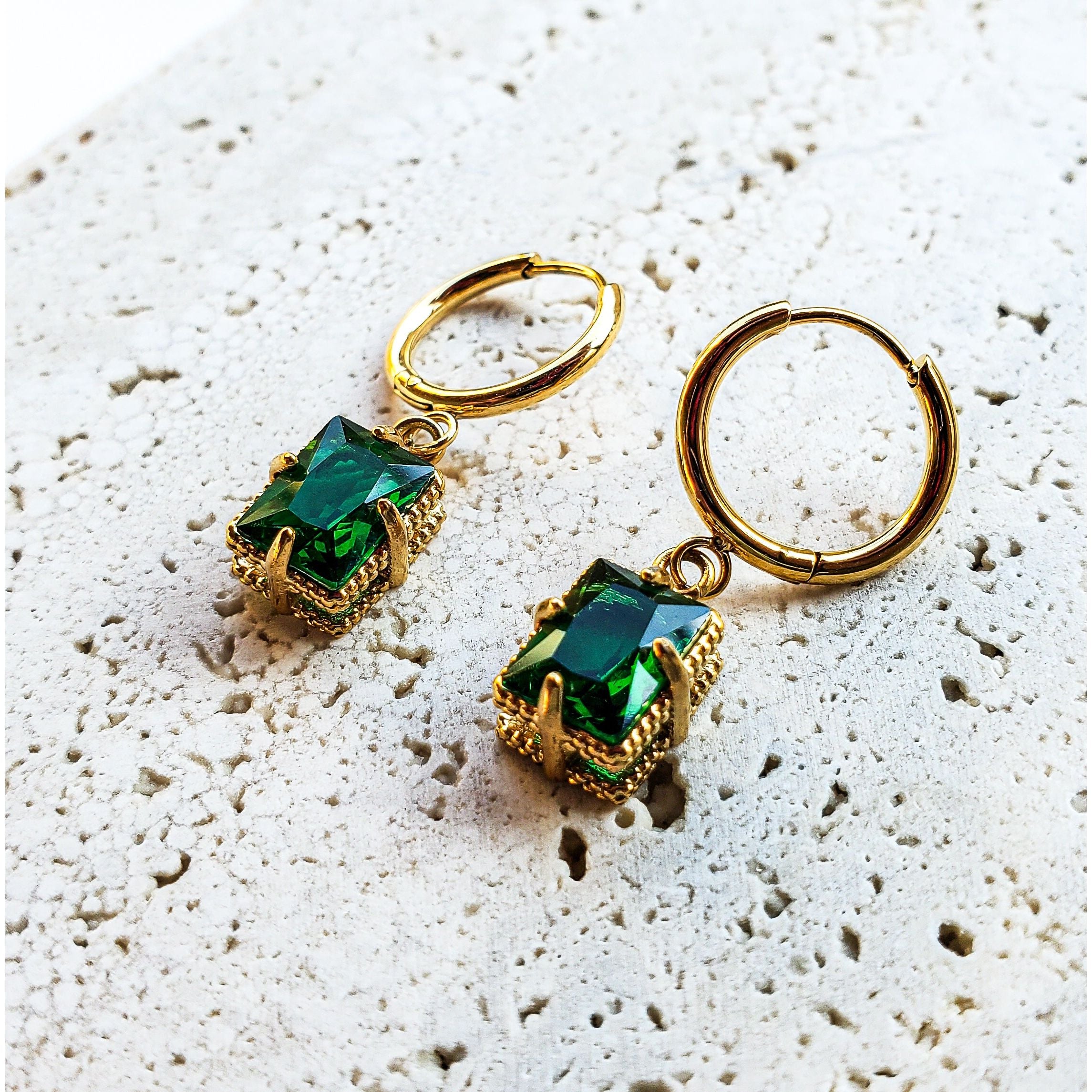 Genevieve 18K CZ Drop Earrings