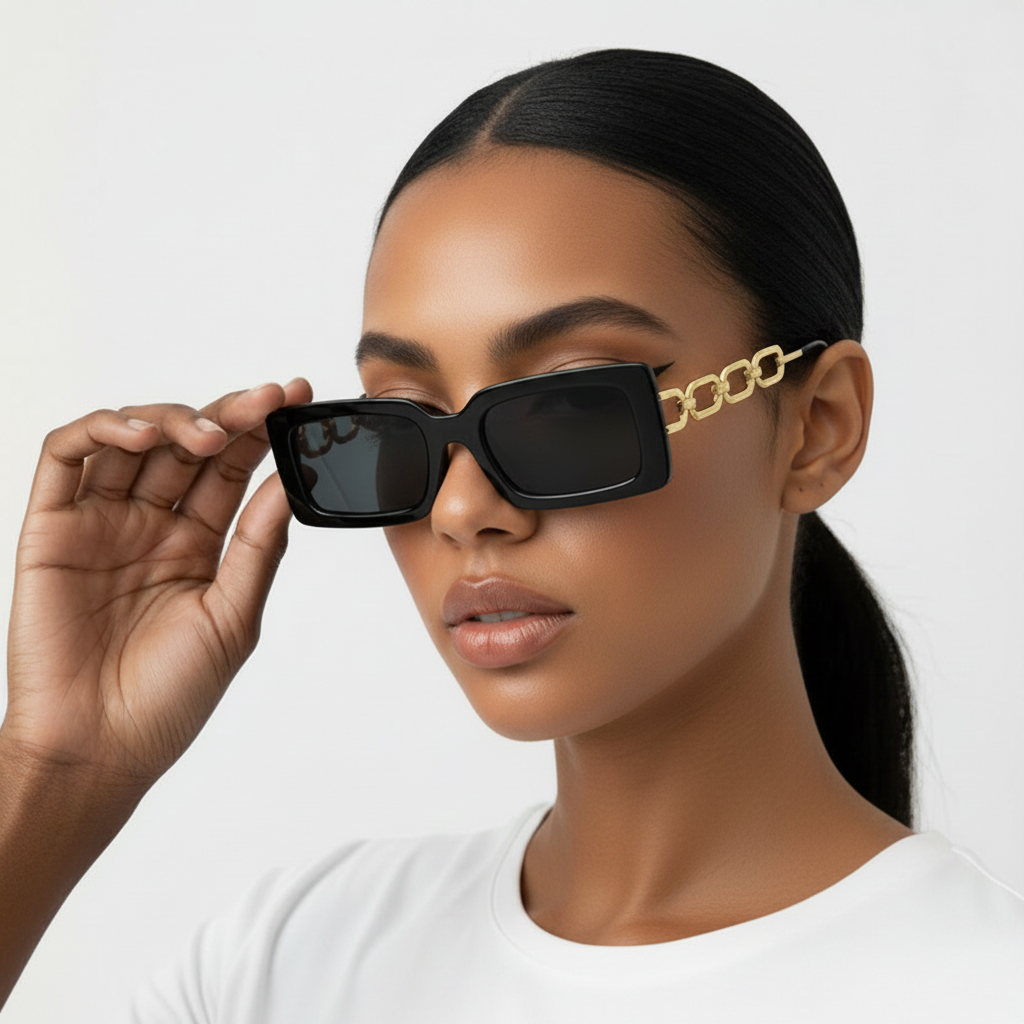 Lori Rectangle Chain Sunglasses