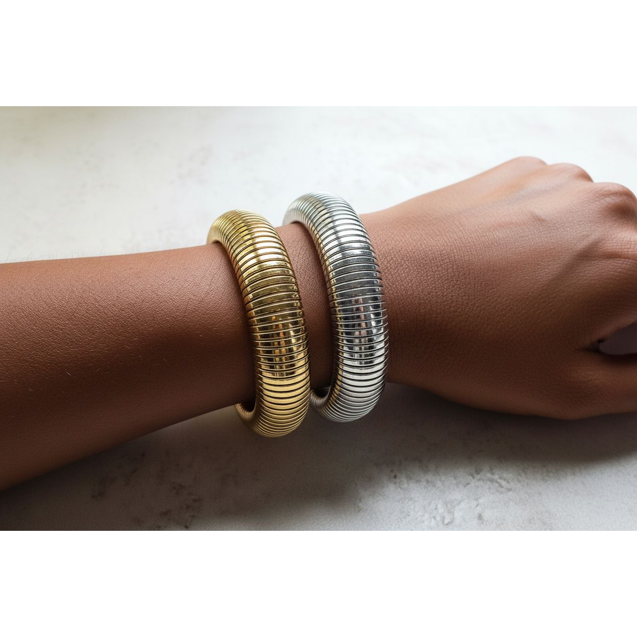 Reese 18K Ribbed Bangle Bracelet