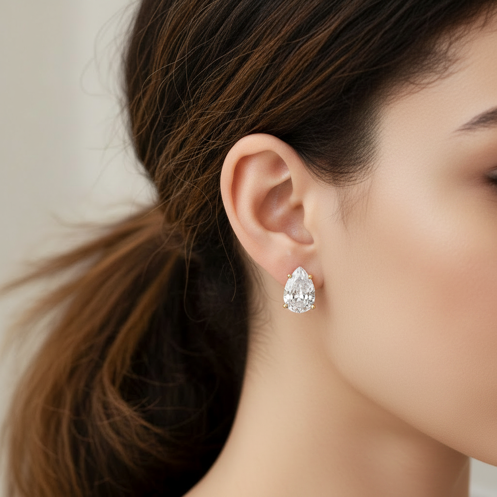 Sophia 18K Pear Stud Earrings