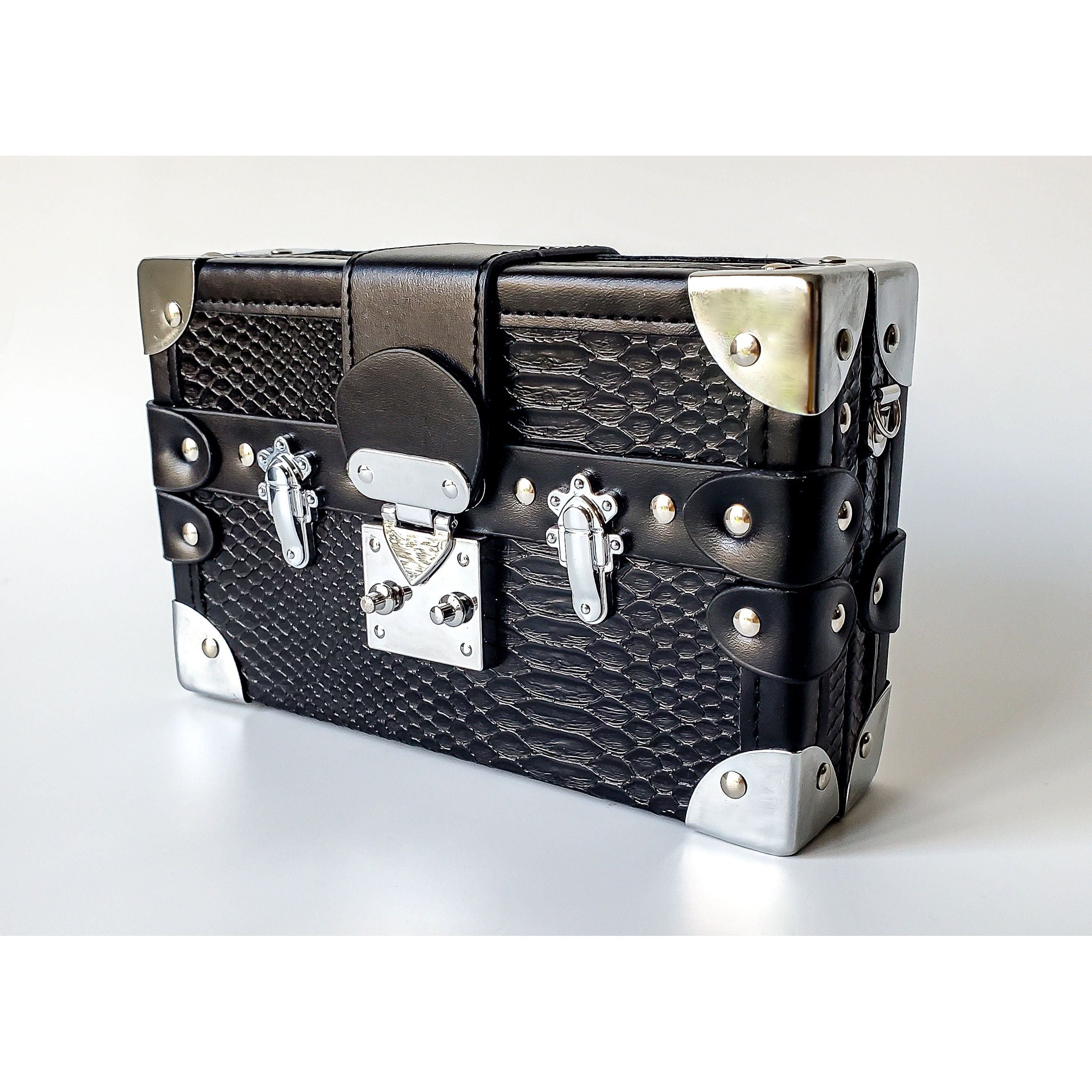 Ines Black Faux Trunk Clutch