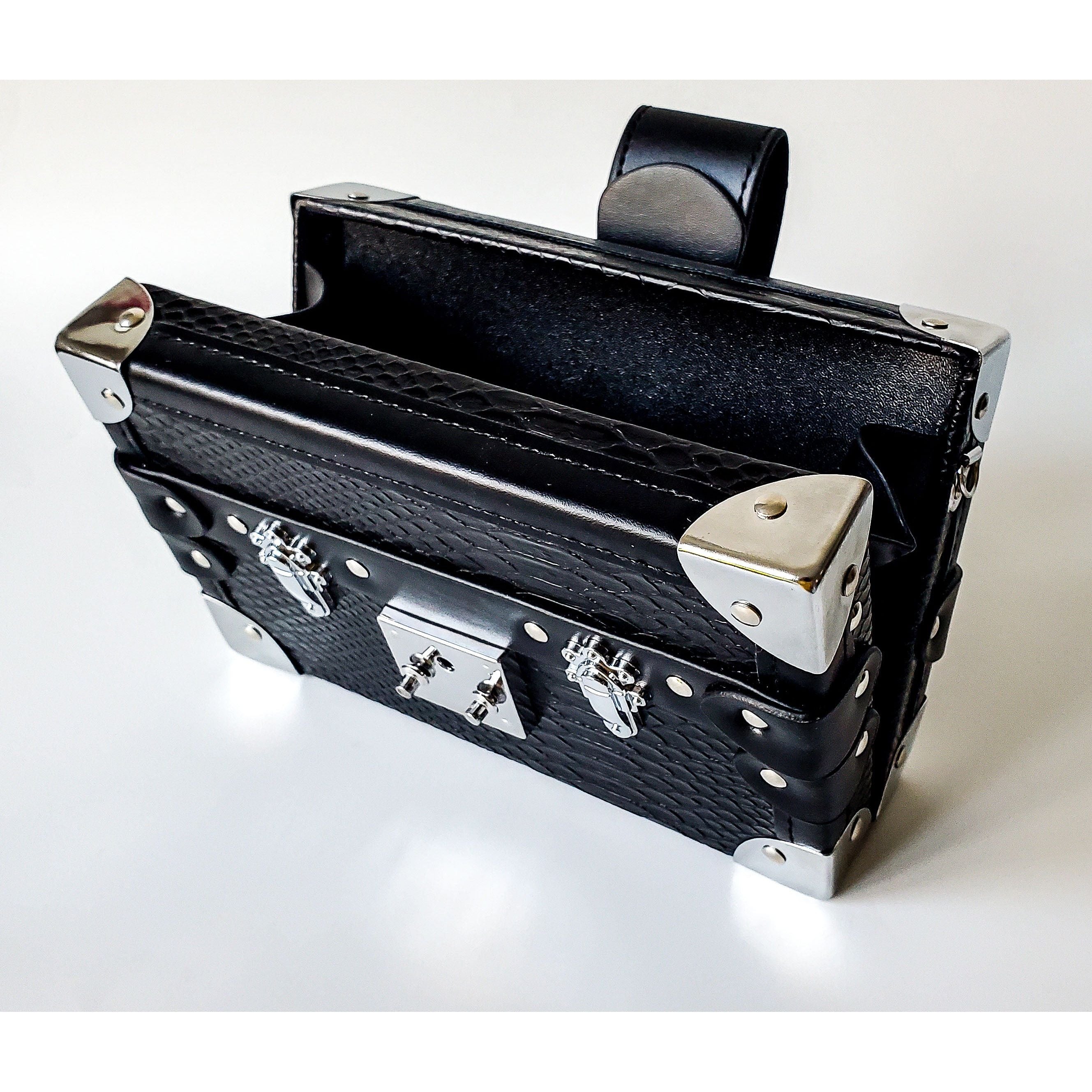 Ines Black Faux Trunk Clutch