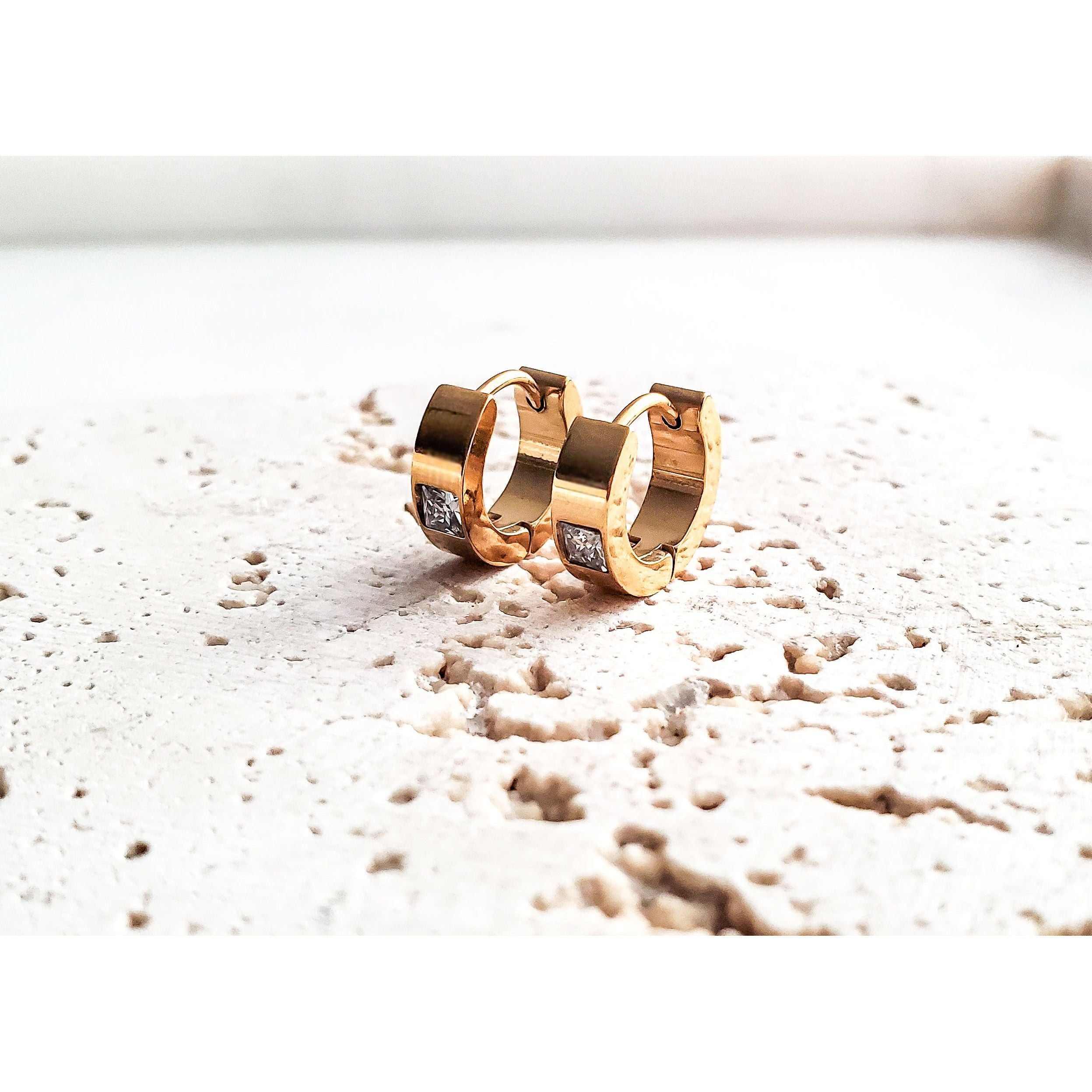 Jasmine 18K 14mm CZ Pave Huggie Earrings