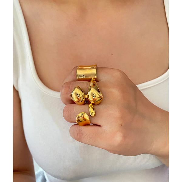 Double 18K Liquid Gold Chunky Melt Ring