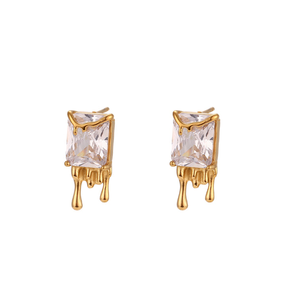 Sophia 18K Liquid Gold Melt CZ Earrings