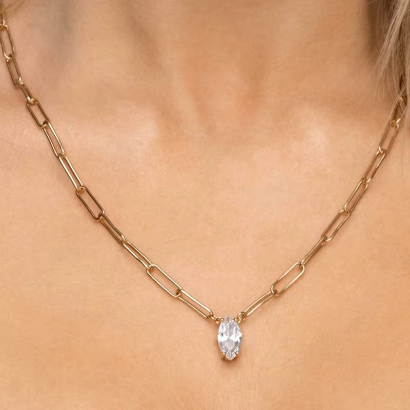 Sophia 18K Marquise Paperclip Necklace
