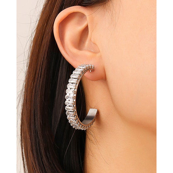 Seline Baguette Hoop Earrings