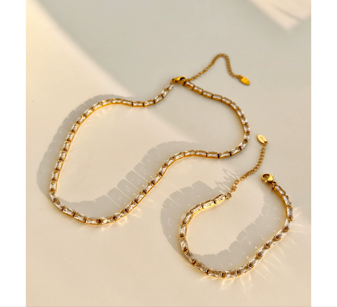 Khloe 18K CZ Square Collar Tennis Necklace