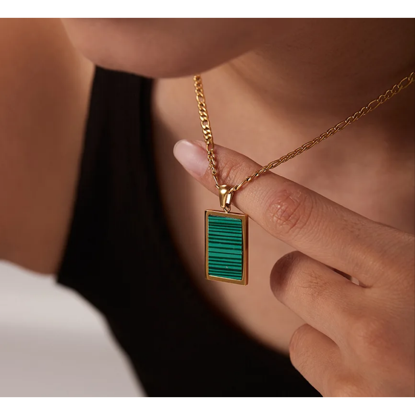 Malachite 14K Gold Pendant Necklace