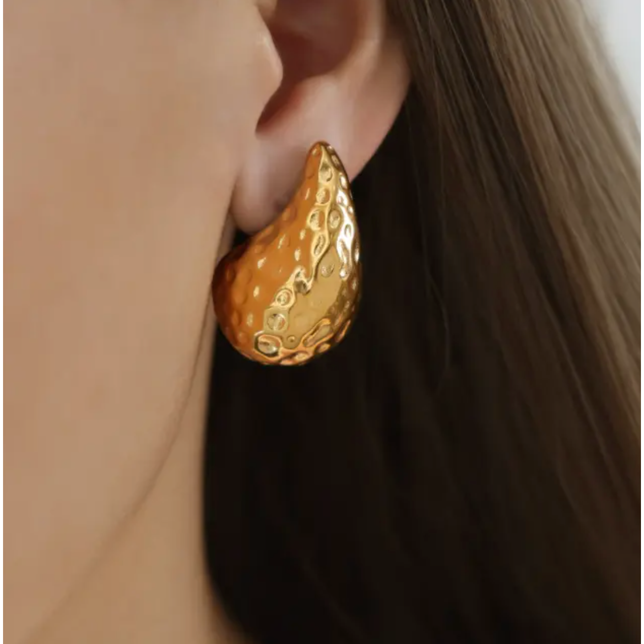 Bianca 18K Hammered Liquid Waterdrop Earrings