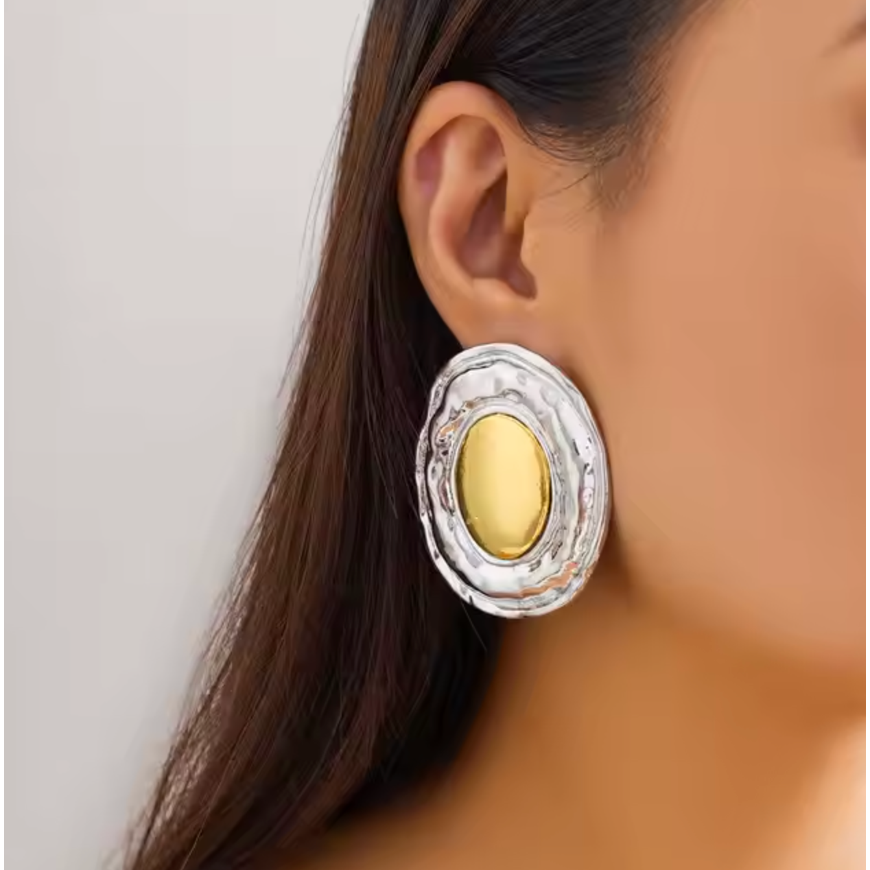 Anisa 18K Two-Tone Textured Shield Drop Earrings