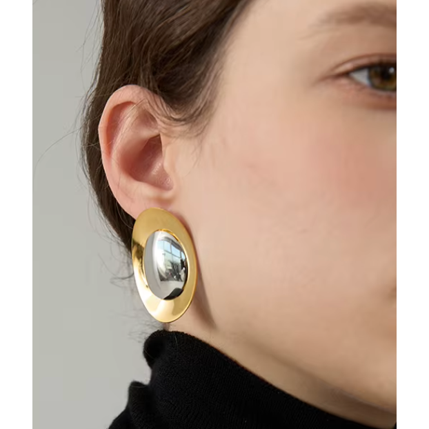 Anisa 18K Two Tone Shield Drop Earrings