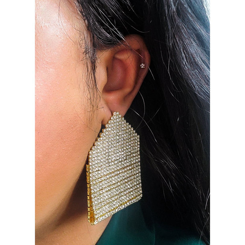 Tatiana Gold Geometric Rhinestone Earrings