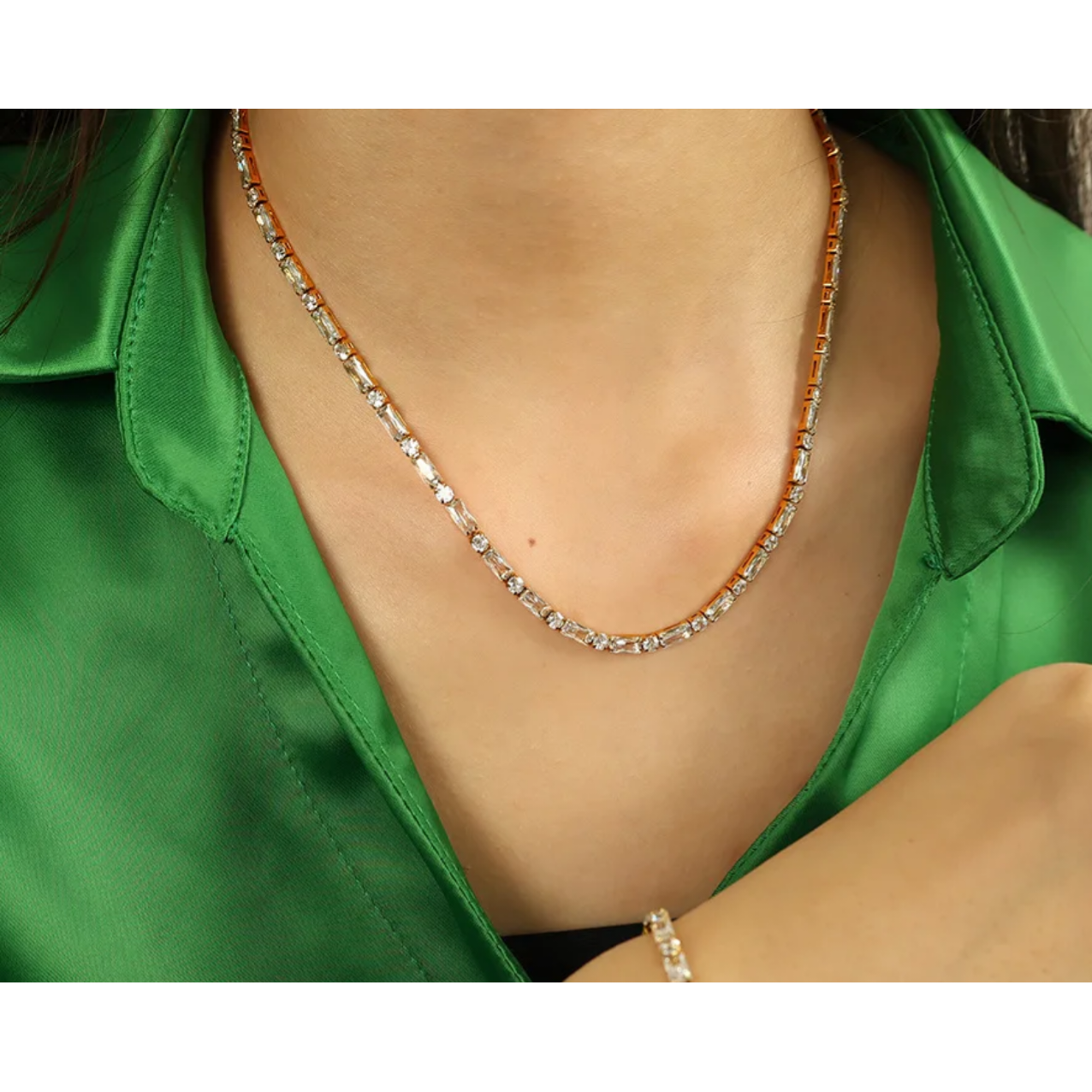 Nicole 18K CZ Tennis Necklace