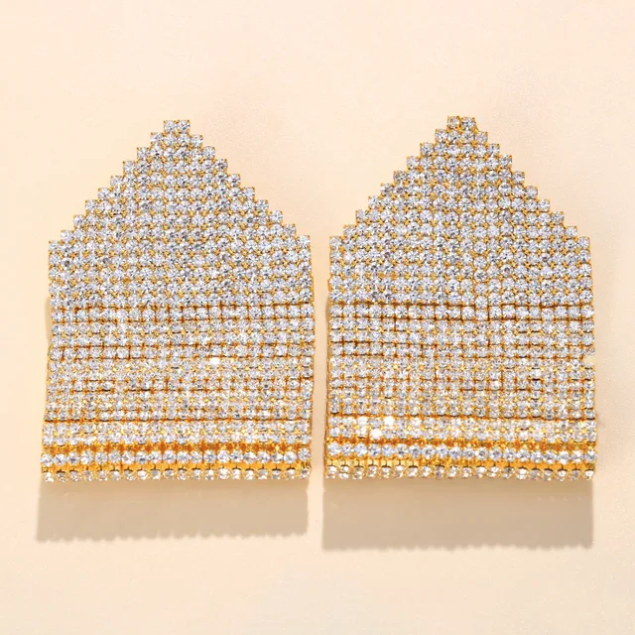 Tatiana Geometric Tag Rhinestone Earrings