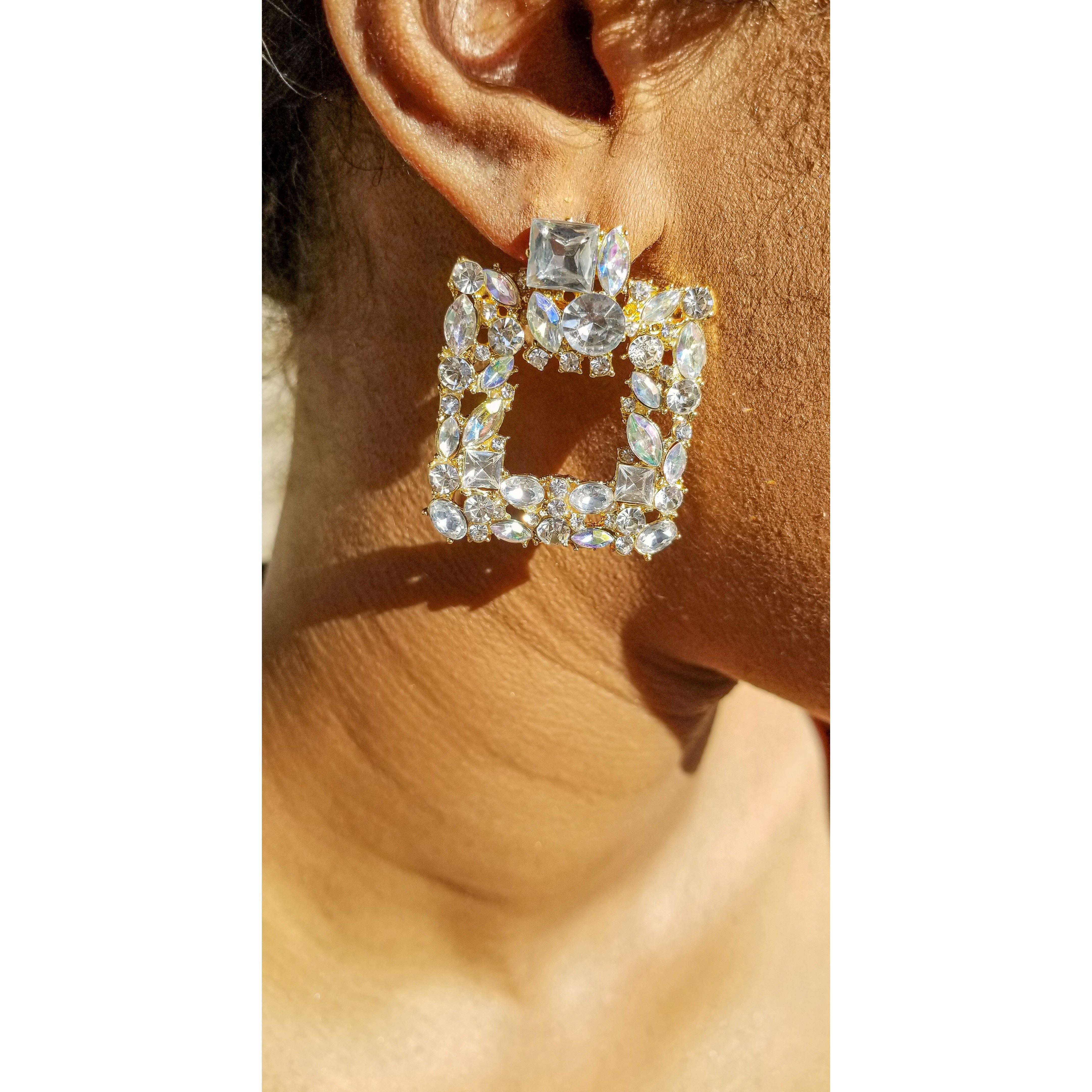 Nahla Gold Crystal Door Knocker Earrings