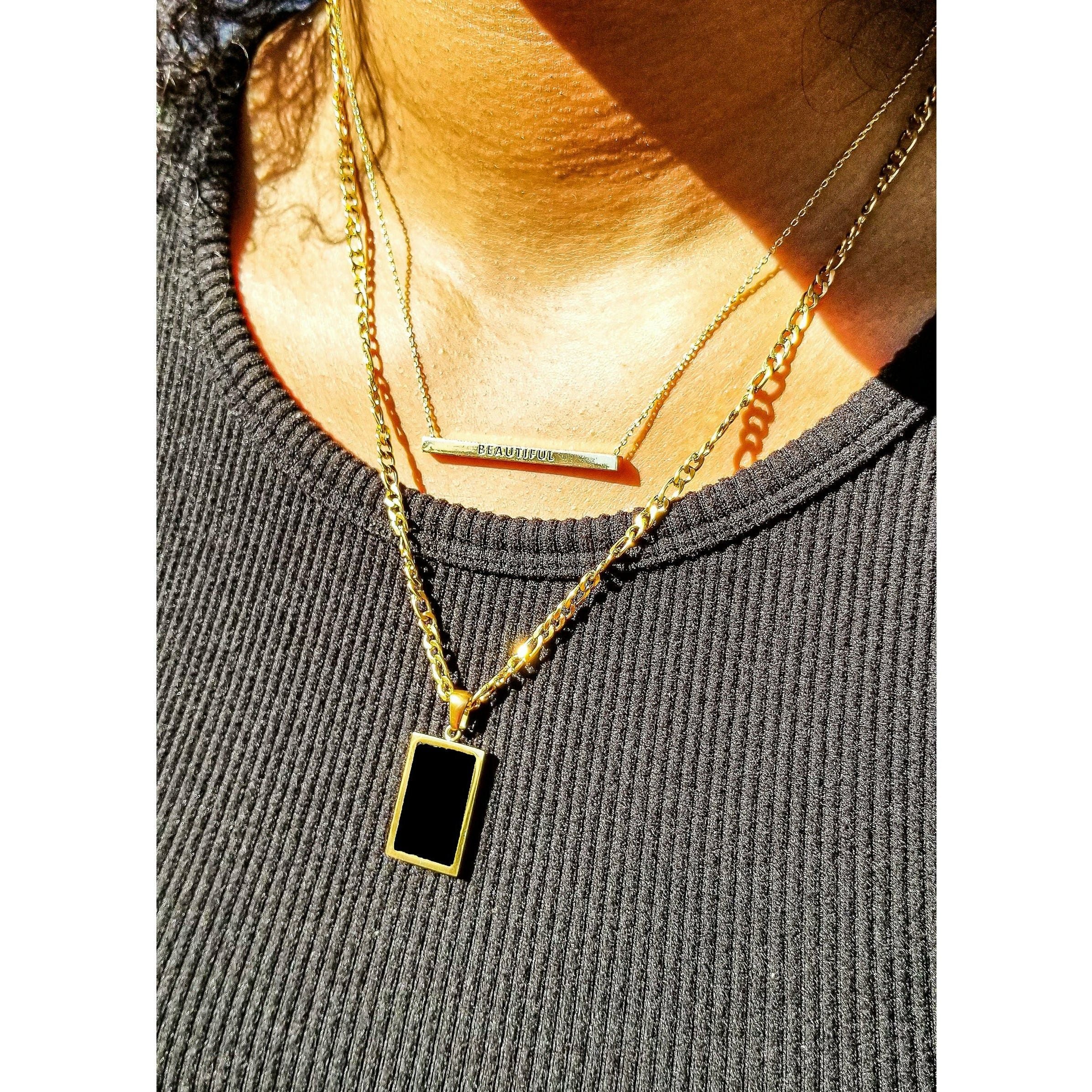 Black Onyx 14K Gold Pendant Necklace