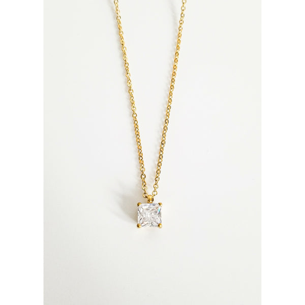 Sophia 18K Gold Princess Cut CZ Necklace