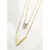 Geometric 18K Gold Triangle Pendant Necklace