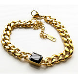 Lita 18K Gold Black CZ Cuban Link Bracelet