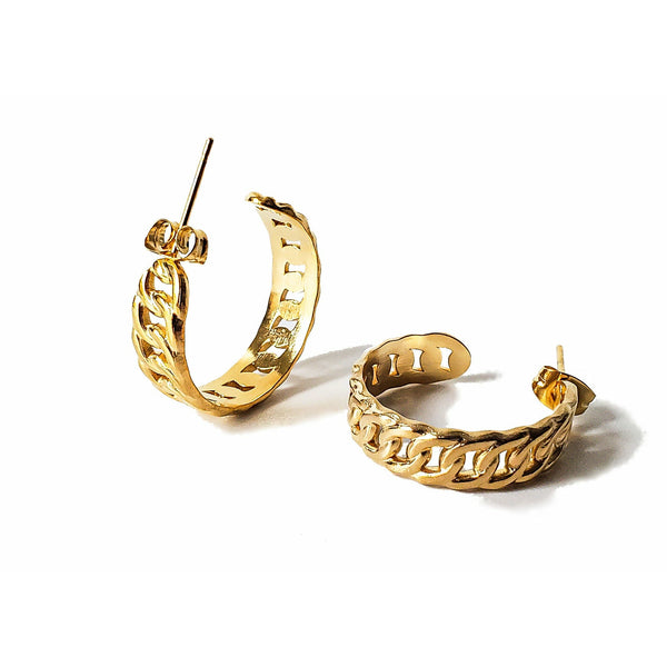 Camila 18K Gold 20mm Cuban Link Hoop Earrings