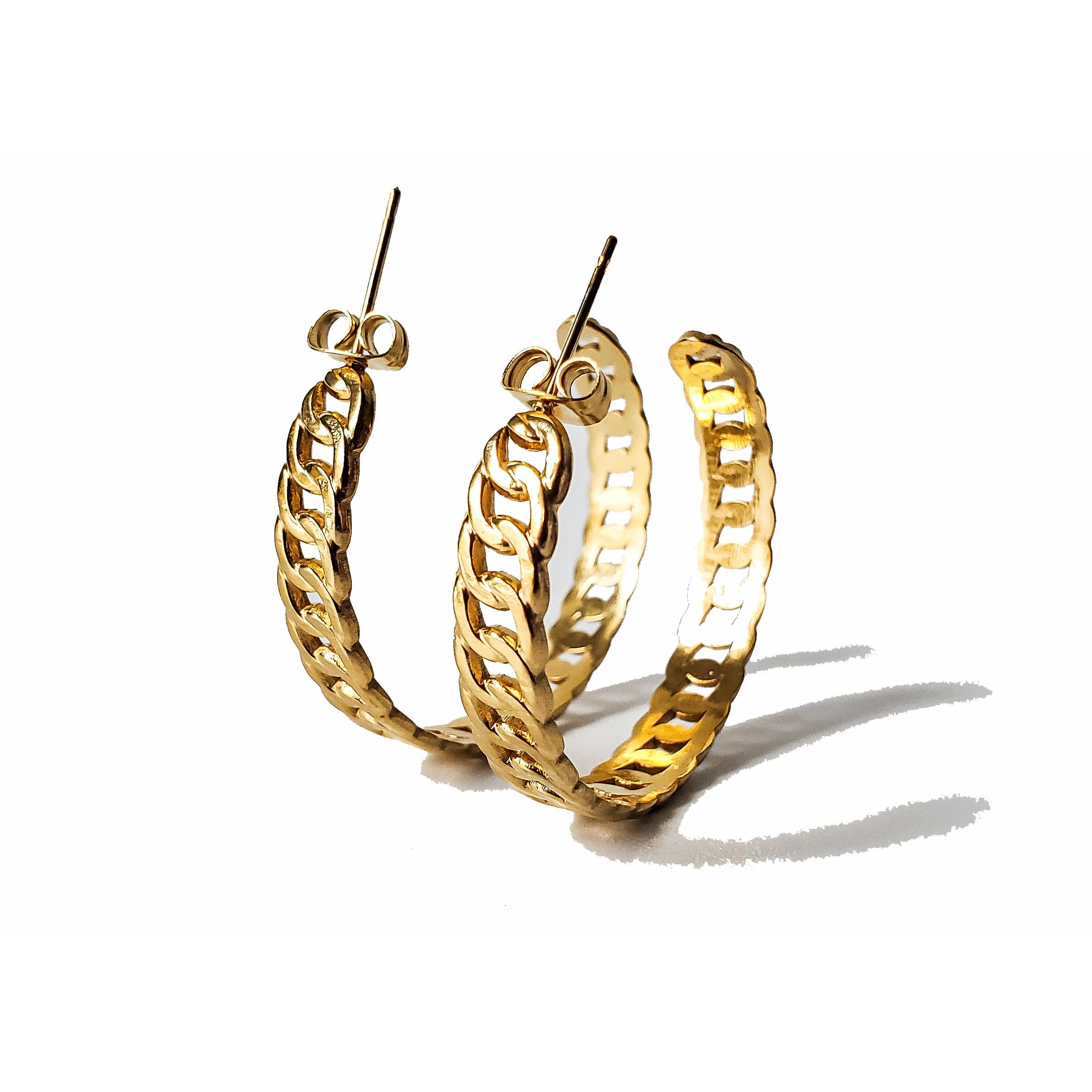 Camila 18K Gold 35mm Cuban Link Hoop Earrings