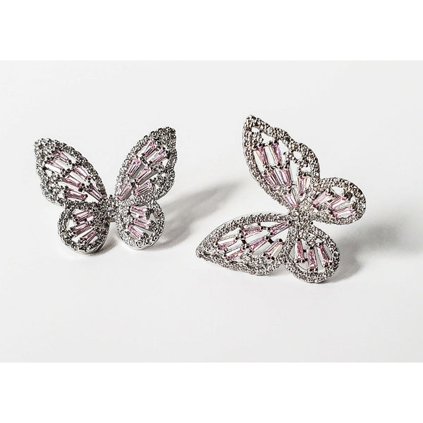 Nova Silver & Pink Butterfly Earrings
