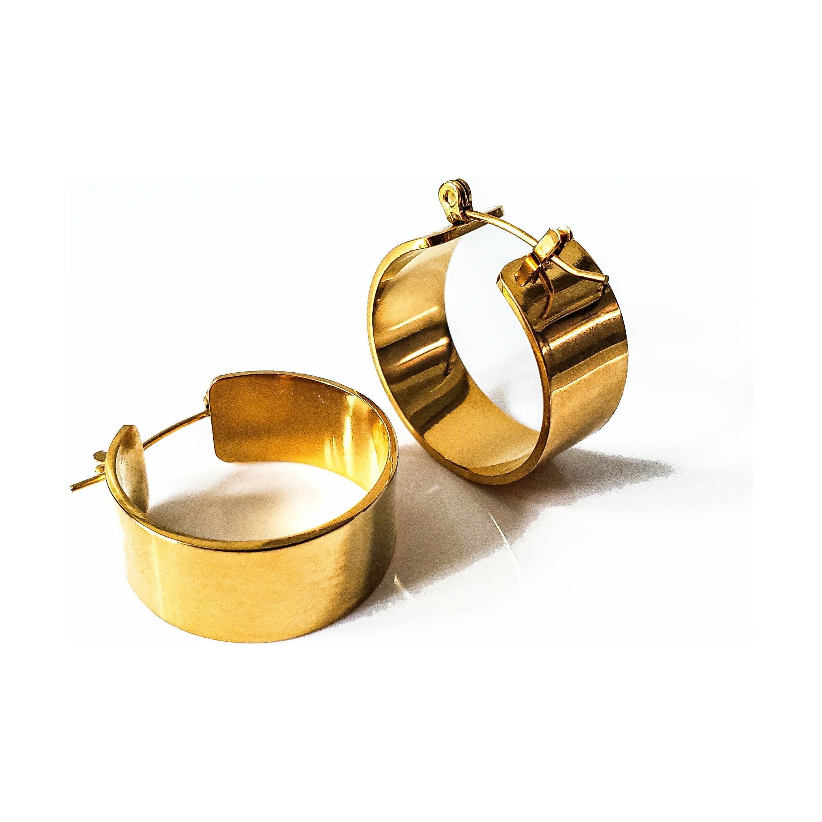Echo 18K Gold Chunky Stainless Steel Hoop Earrings