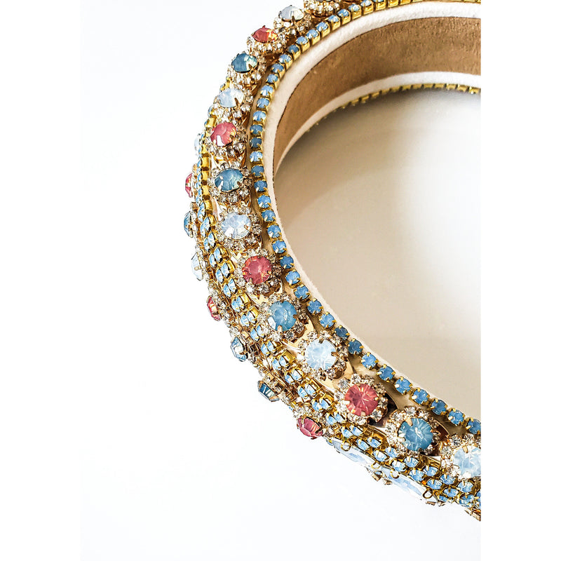 Olivia Baroque Rhinestone Pink & Blue Headband