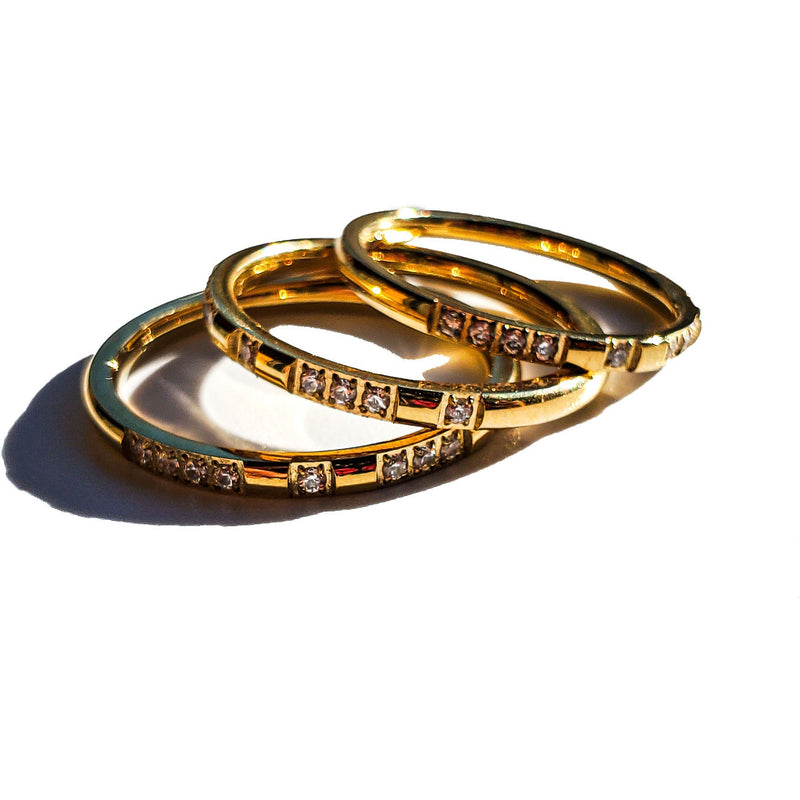 Jasmine 18K Gold CZ Pave Thin Stacking Ring