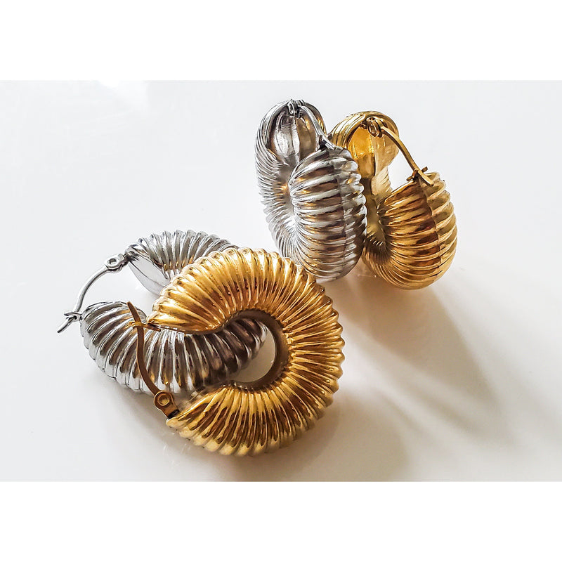 Naomi 18K Textured Chunky Hoop Earring