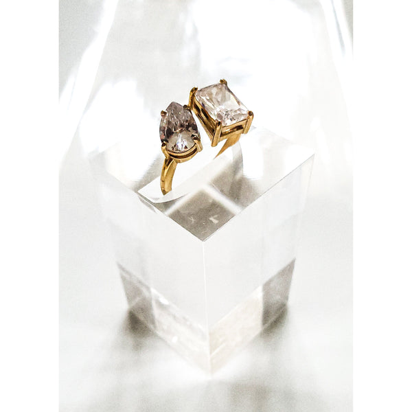 Sophia 18K Gold Double CZ Ring