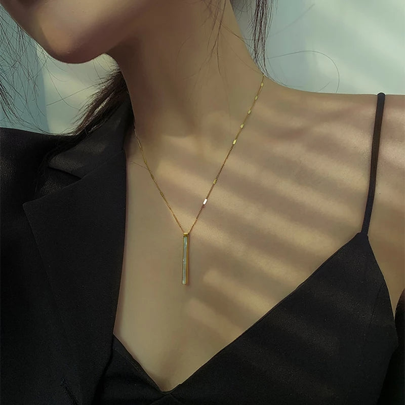 Ivy 18K Stainless Steel Bar Necklace