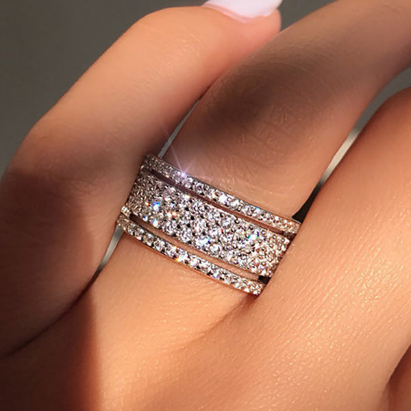 Willow 3 Row CZ Band Ring