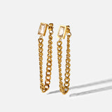 Carmen 14K Clear CZ Chain Link Earrings