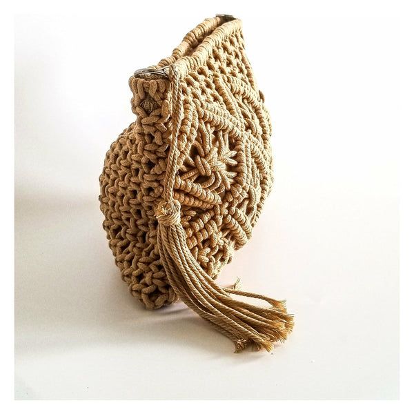 Nicole Brown Macrame Beach Clutch Handbag