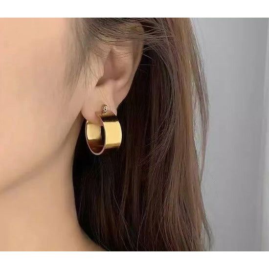 Echo 18K Gold Chunky Stainless Steel Hoop Earrings