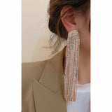 Elena Gold Rhinestone Tassel Earrings