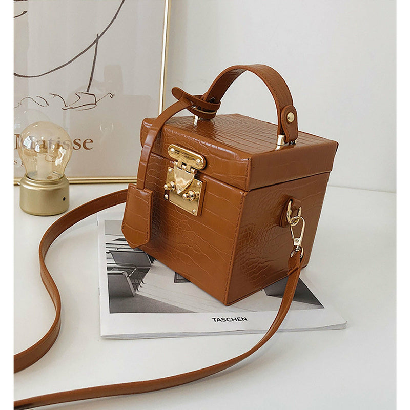 Simone Brown Square Box Handbag